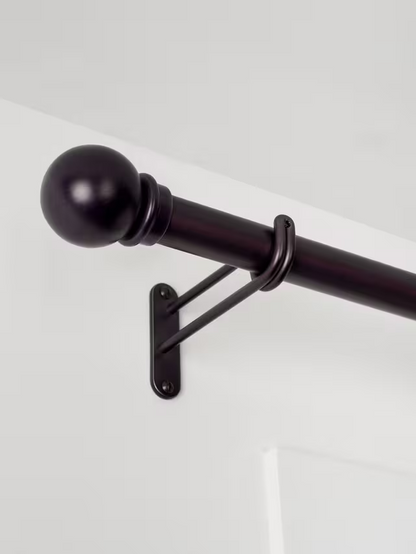 John Lewis Select Classic Eyelet Curtain Pole with Ball Finial, Wall Fix, Dia.25mm, Waxed Matt, L150cm
