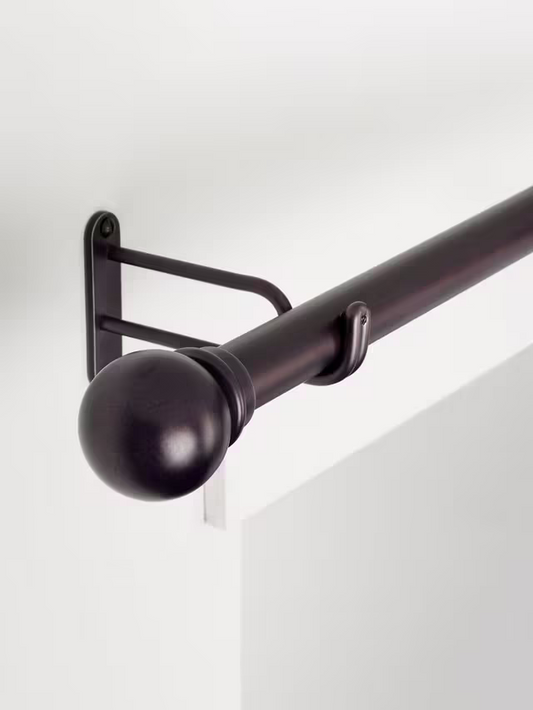 John Lewis Select Classic Eyelet Curtain Pole with Ball Finial, Wall Fix, Dia.25mm, Waxed Matt, L150cm