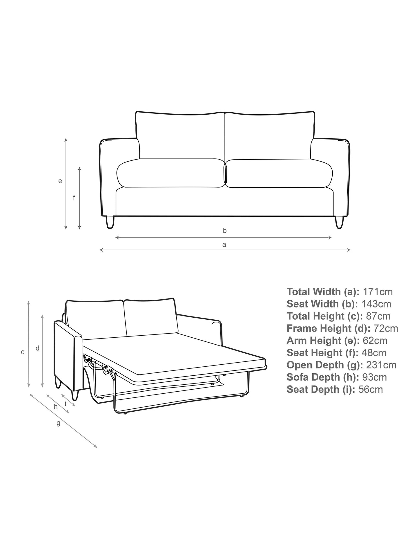 John Lewis Bailey II Medium Sofa Bed, Light Leg, Brushed Tweed Grey