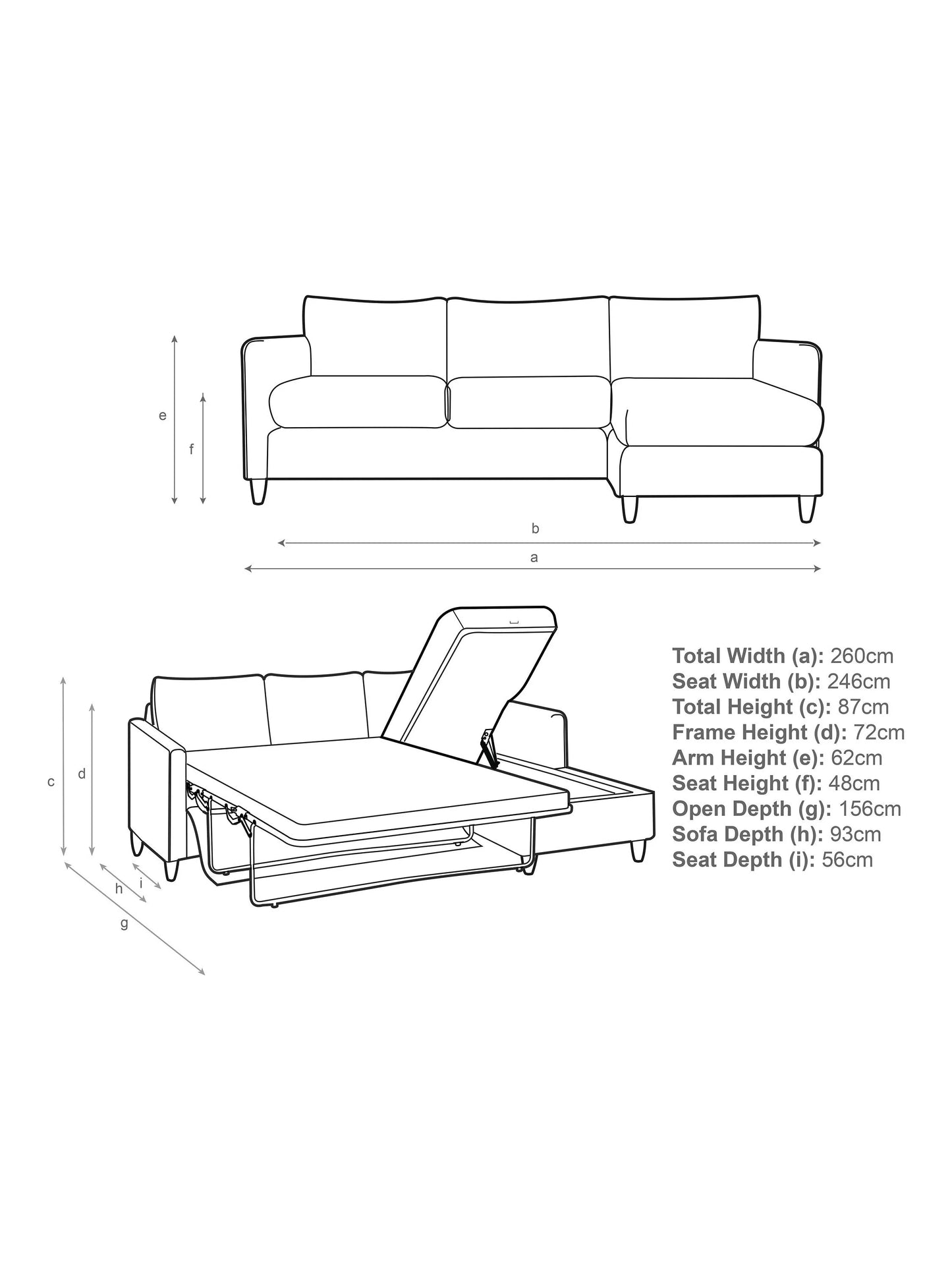 John Lewis Bailey II RHF Chaise End Sofabed, Light Leg in Linen Hatton Steel