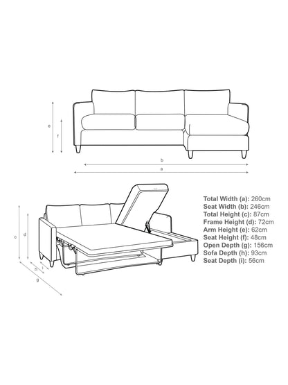 John Lewis Bailey II RHF Chaise End Sofabed, Light Leg in Linen Hatton Steel