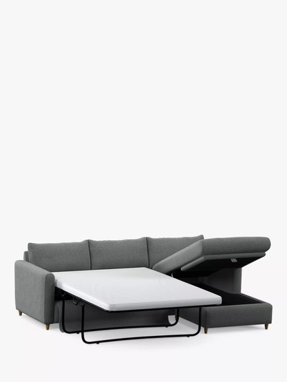 John Lewis Bailey II RHF Chaise End Sofabed, Light Leg in Linen Hatton Steel