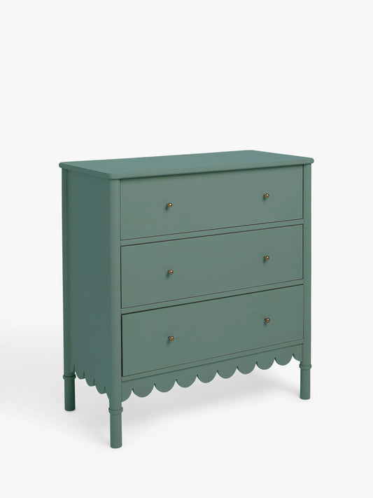 John Lewis Chest of Drawer Hem 3 Drawer Chest Green