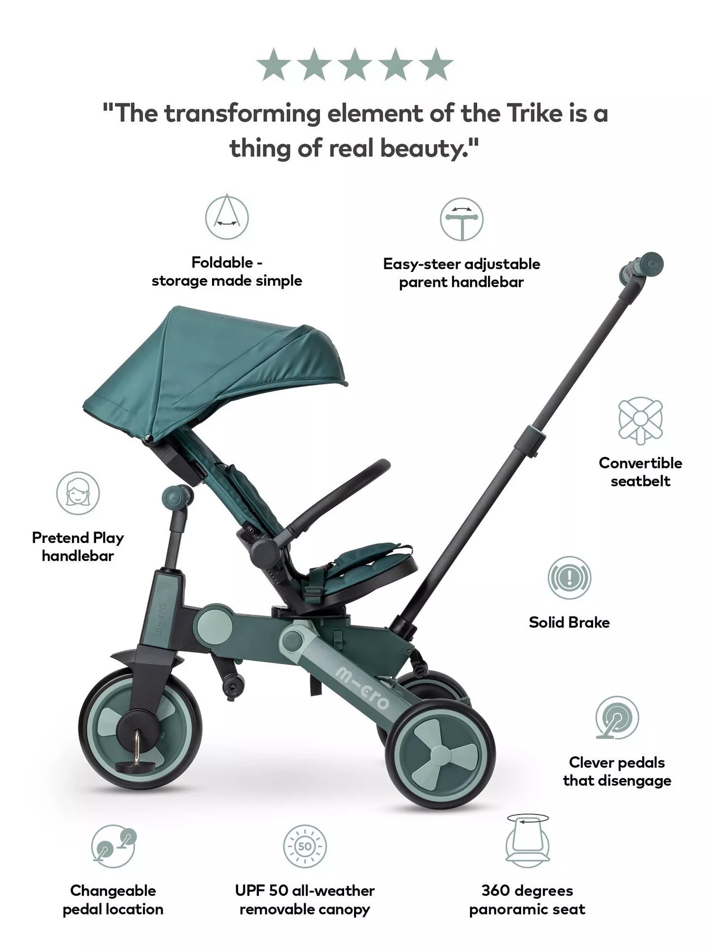 Micro Scooters 7-in-1 FlexiTrike, Matcha  ** missing pedals**