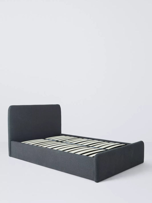 John Lewis Bonnie Ottoman Storage Upholstered Bed Frame, Small Double, Brushed Tweed Charcoal