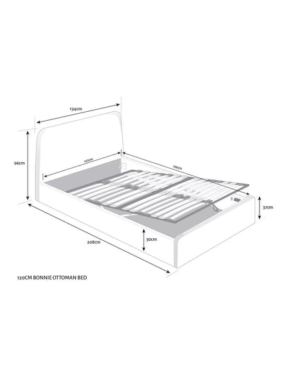 John Lewis Bonnie Ottoman Storage Upholstered Bed Frame, Small Double, Brushed Tweed Charcoal