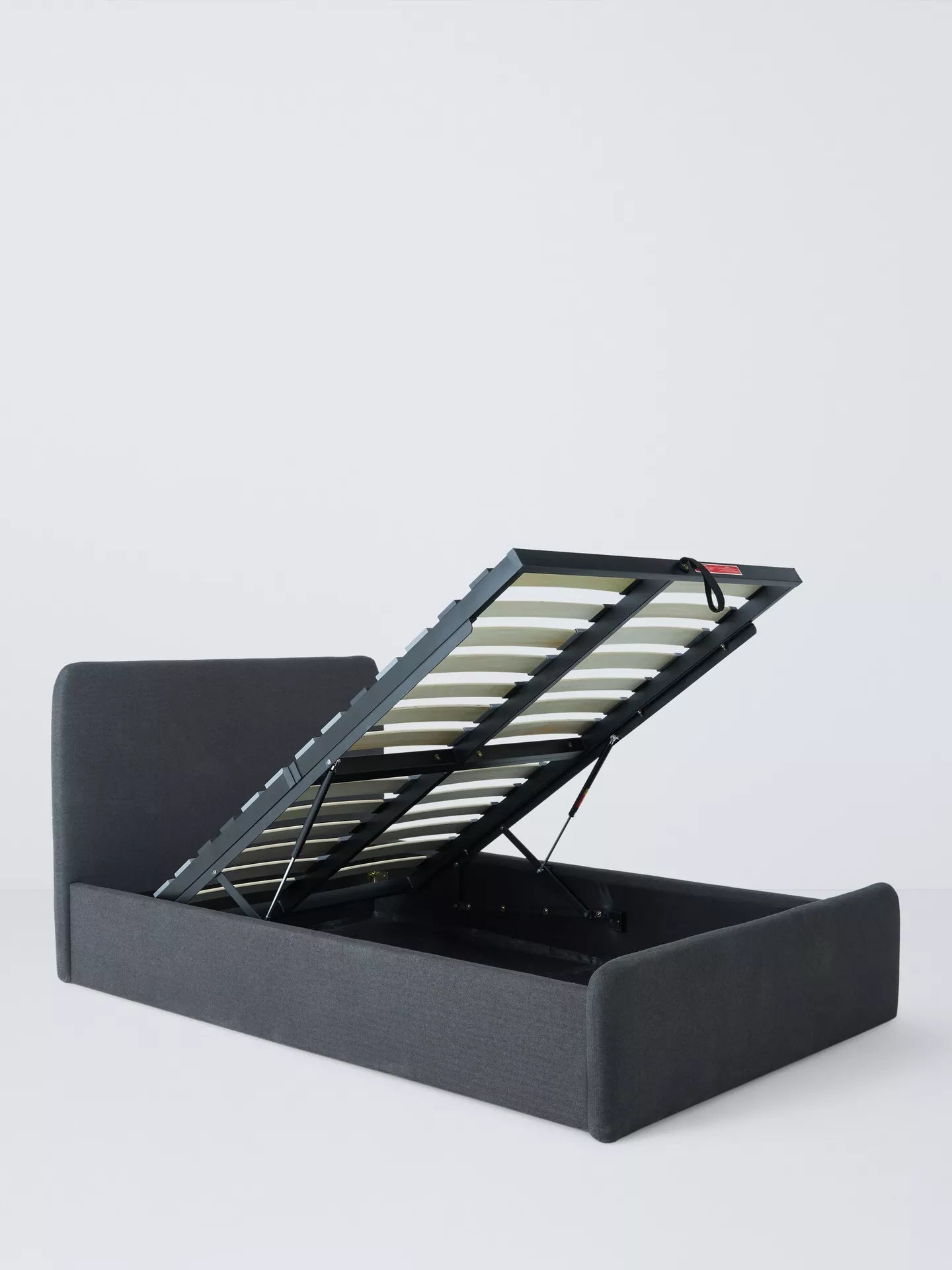 John Lewis Bonnie Ottoman Storage Upholstered Bed Frame, Small Double, Brushed Tweed Charcoal