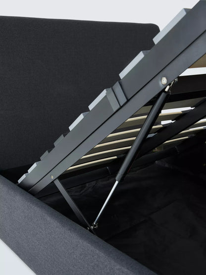 John Lewis Bonnie Ottoman Storage Upholstered Bed Frame, Small Double, Brushed Tweed Charcoal