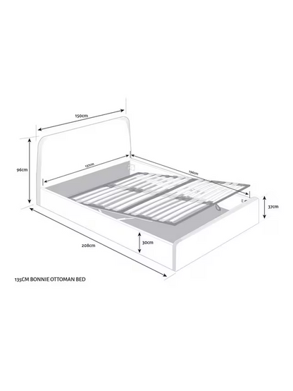 John Lewis Bonnie Ottoman Storage Upholstered Bed Frame, Double, Brushed Tweed Charcoal