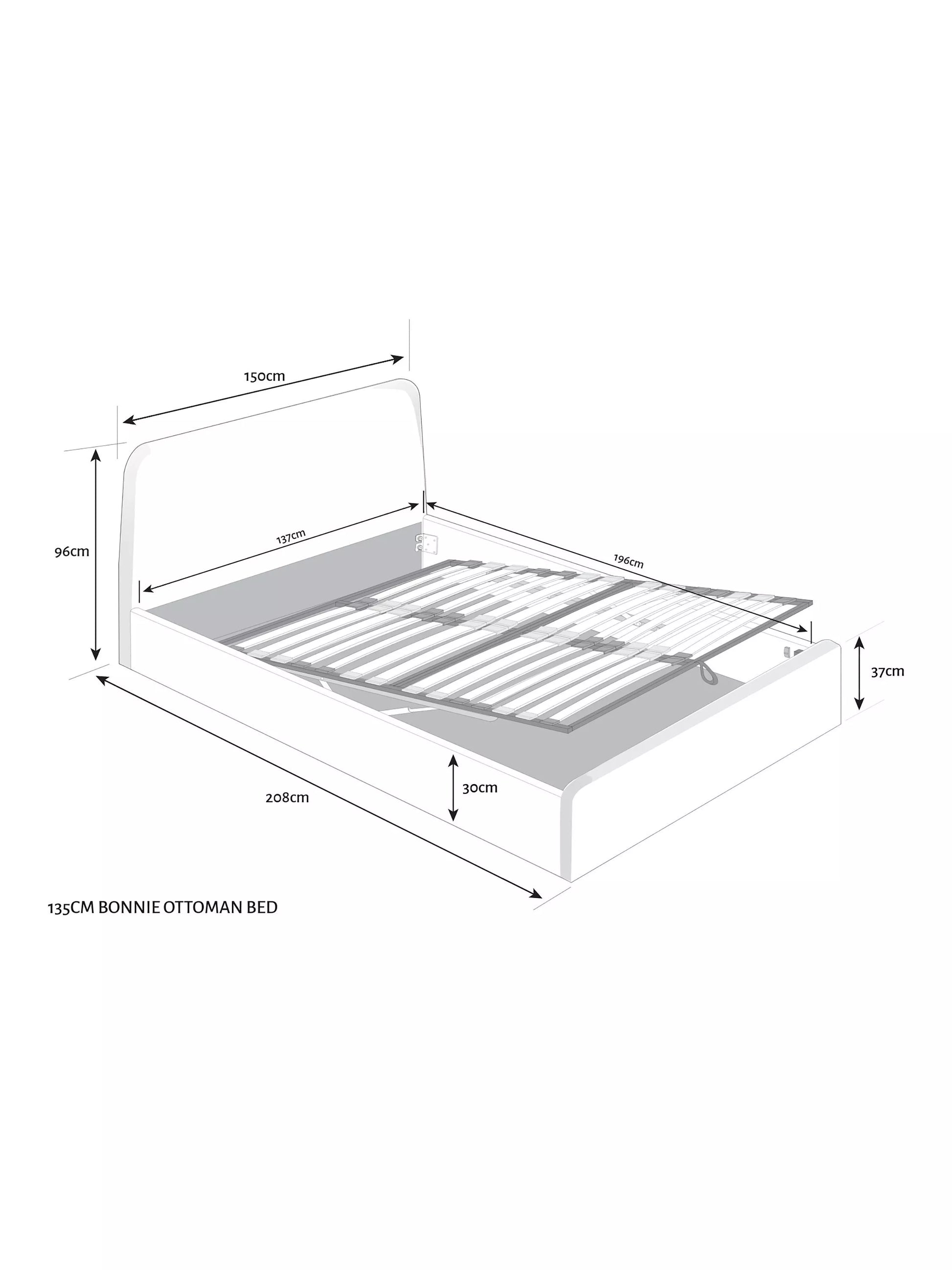 John Lewis Bonnie Ottoman Storage Upholstered Bed Frame, Double, Brushed Tweed Charcoal