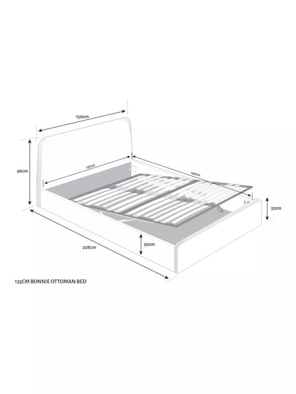 John Lewis Bonnie Ottoman Storage Upholstered Bed Frame, Double, Brushed Tweed Charcoal