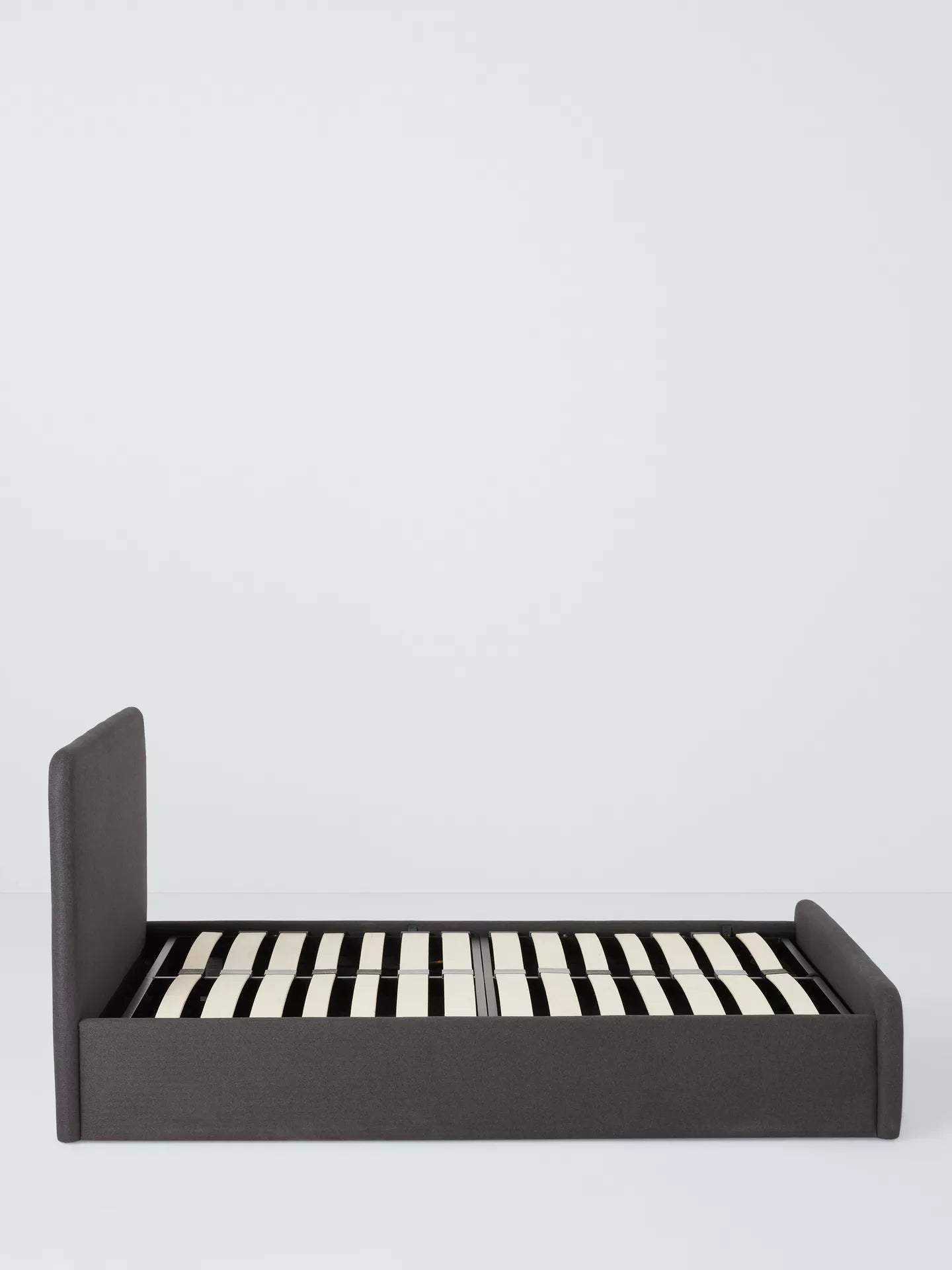 John Lewis Bonnie Ottoman Storage Upholstered Bed Frame, Double, Brushed Tweed Charcoal