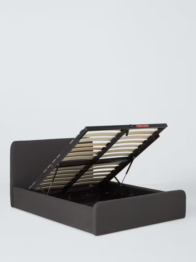 John Lewis Bonnie Ottoman Storage Bed Frame King Size Brushed Tweed Charcoal