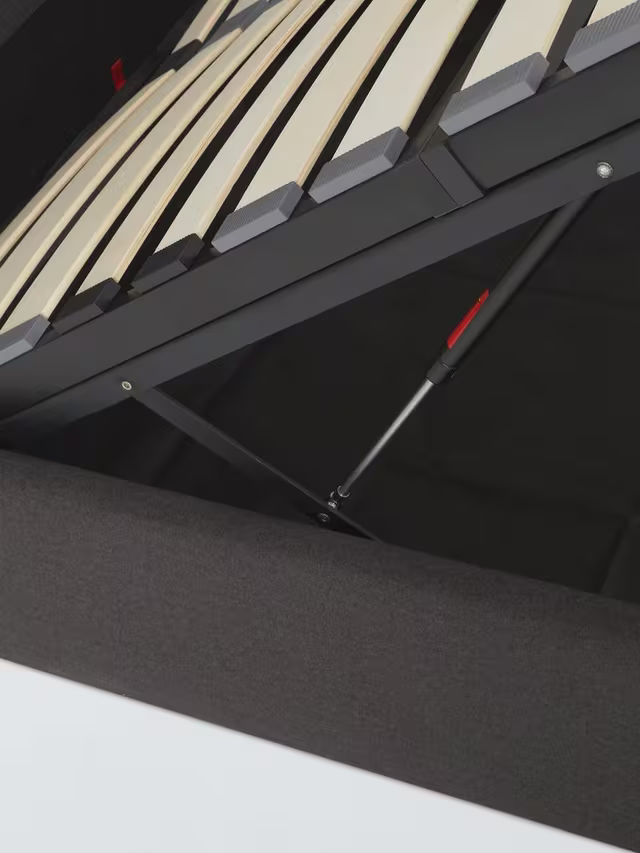 John Lewis Bonnie Ottoman Storage Upholstered Bed Frame, Double, Brushed Tweed Charcoal