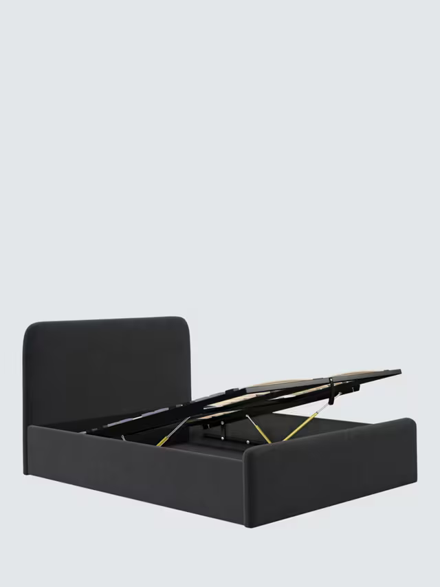 John Lewis Bonnie Ottoman Storage Upholstered Bed Frame, Double, Brushed Tweed Charcoal