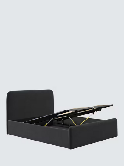 John Lewis Bonnie Ottoman Storage Upholstered Bed Frame, Double, Brushed Tweed Charcoal