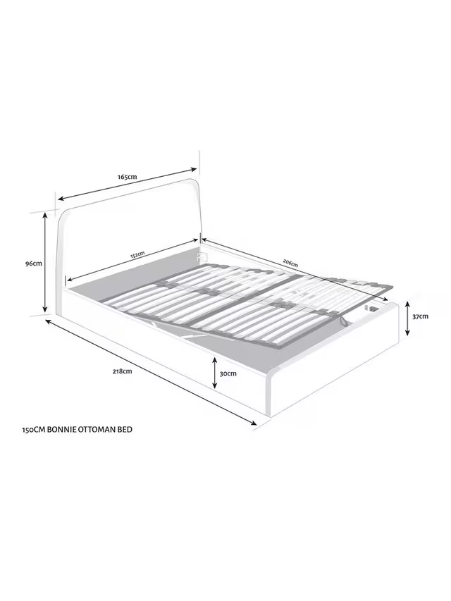 John Lewis Bonnie Ottoman Storage Bed Frame King Size Brushed Tweed Charcoal
