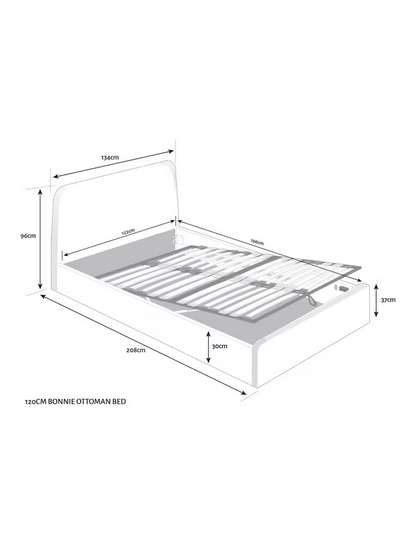 John Lewis Bonnie Ottoman Storage Upholstered Bed Frame, Small Double, Textured Weave Blue