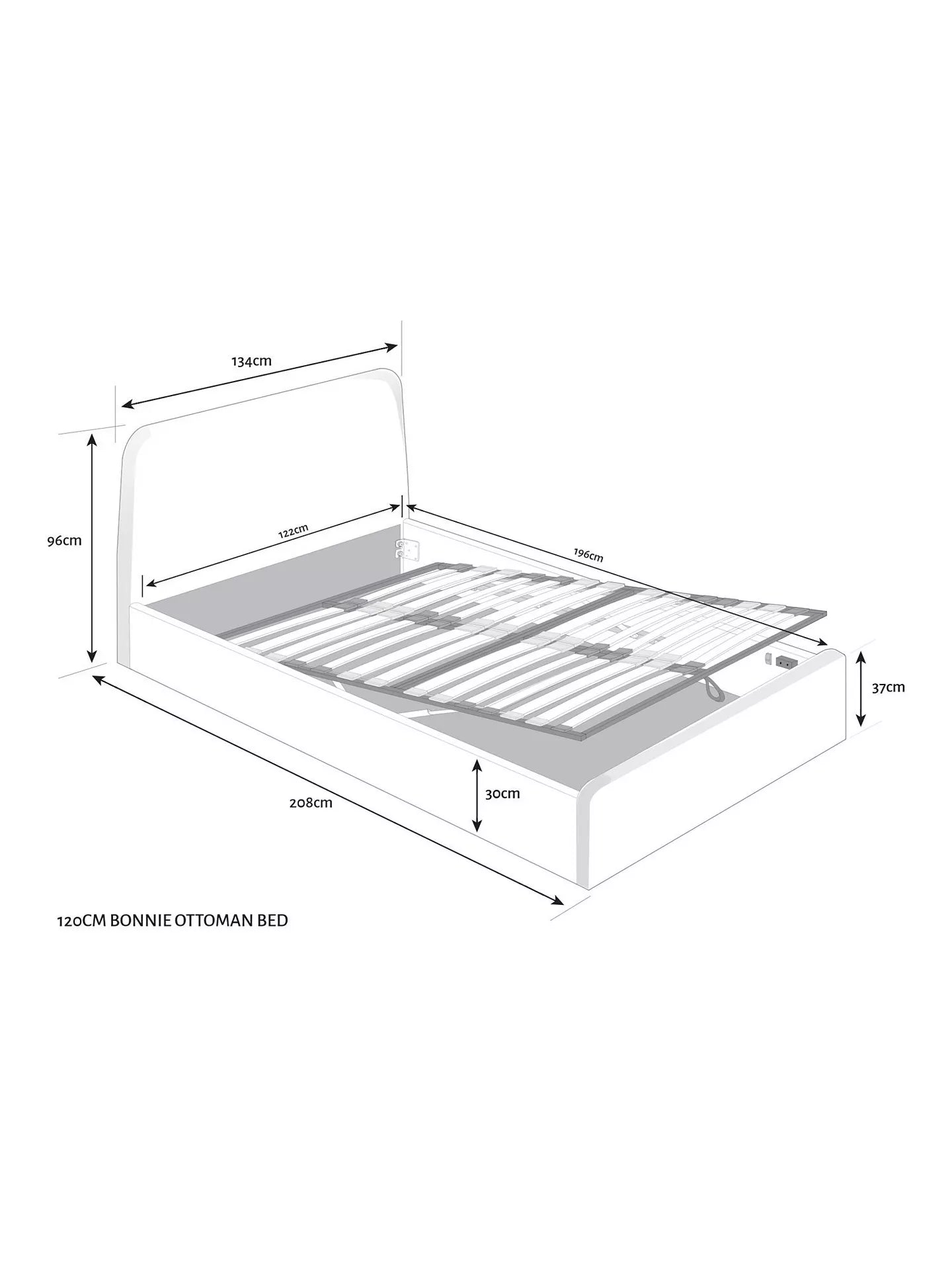 Bonn Ottoman Storage Upholstered Bed Frame, Small Double, Saga Grey