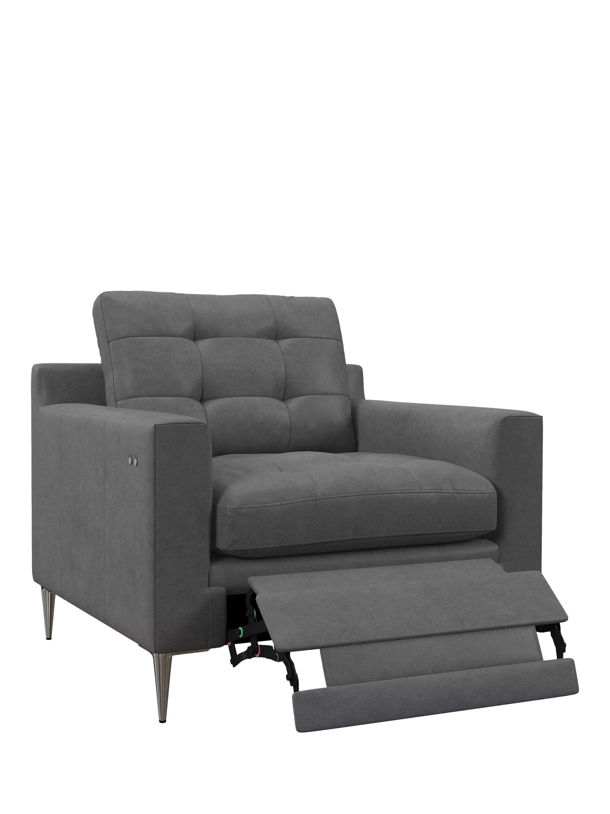 John Lewis Draper II Motion Leather Armchair, Metal Leg, Vintage Shadow