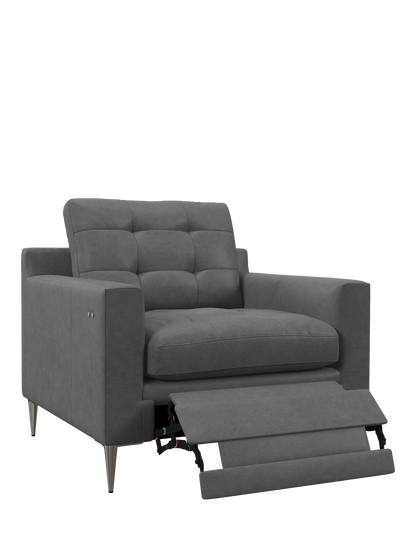 John Lewis Draper II Motion Leather Armchair, Metal Leg, Vintage Shadow