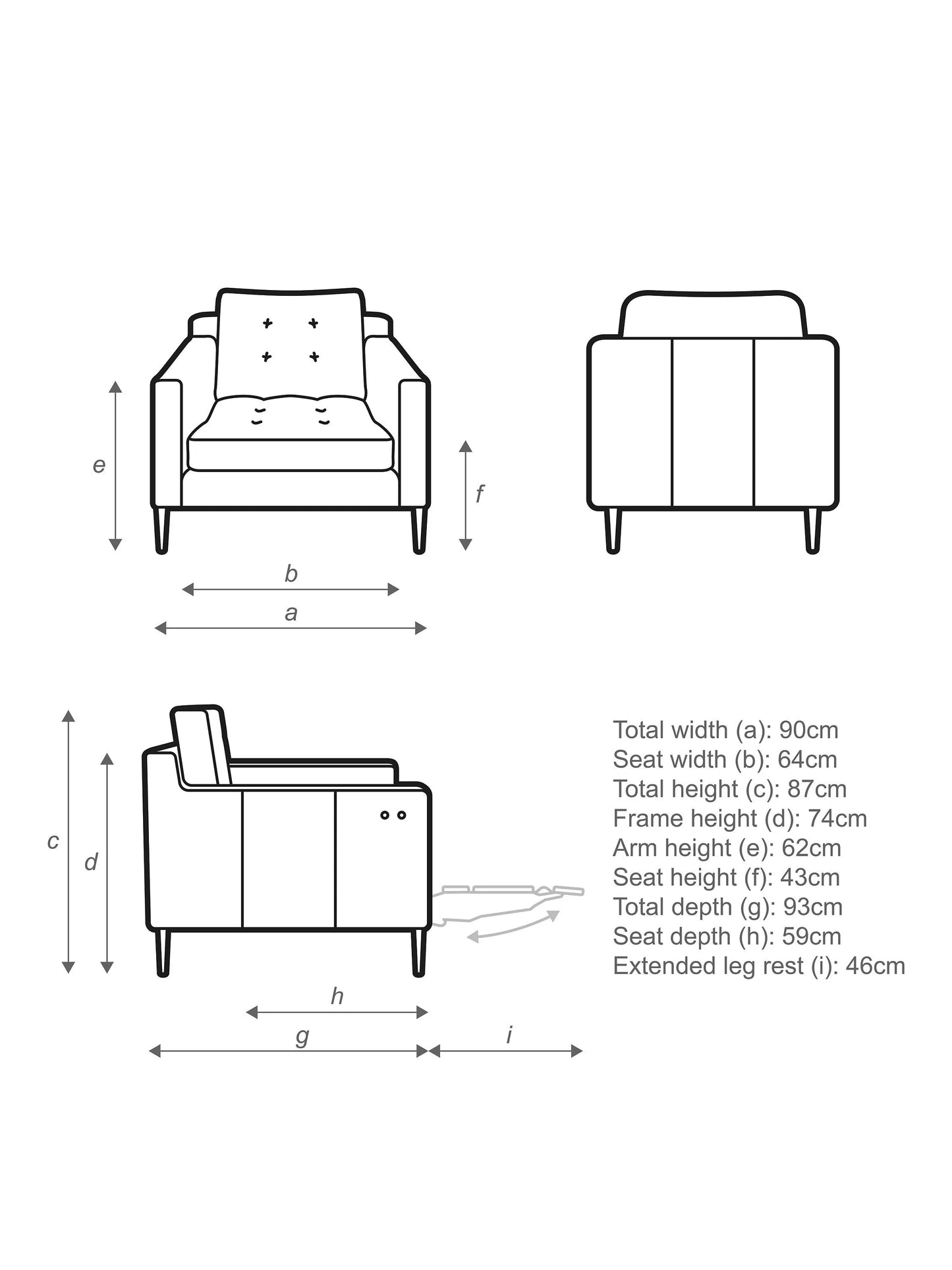 John Lewis Draper II Motion Leather Armchair, Metal Leg, Vintage Shadow