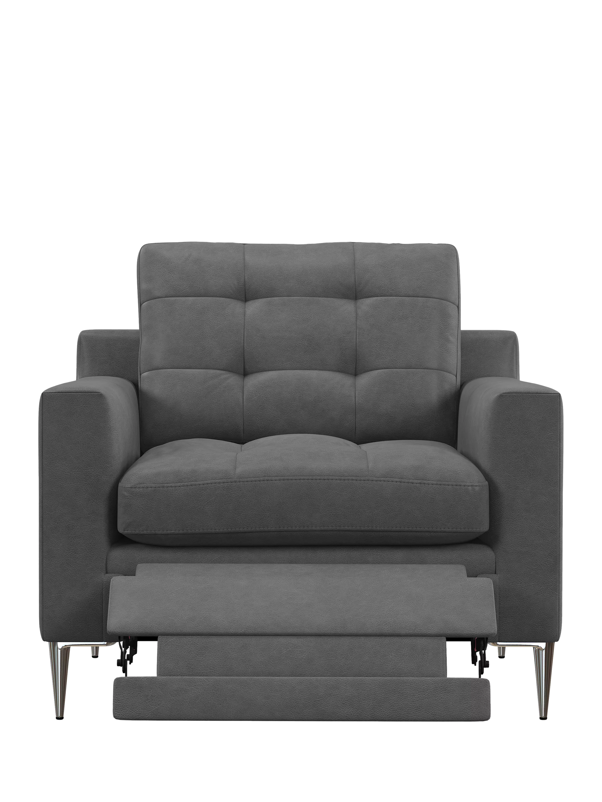 John Lewis Draper II Motion Leather Armchair, Metal Leg, Vintage Shadow