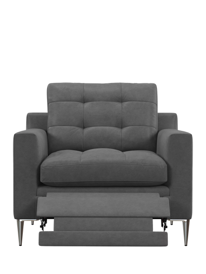 John Lewis Draper II Motion Leather Armchair, Metal Leg, Vintage Shadow