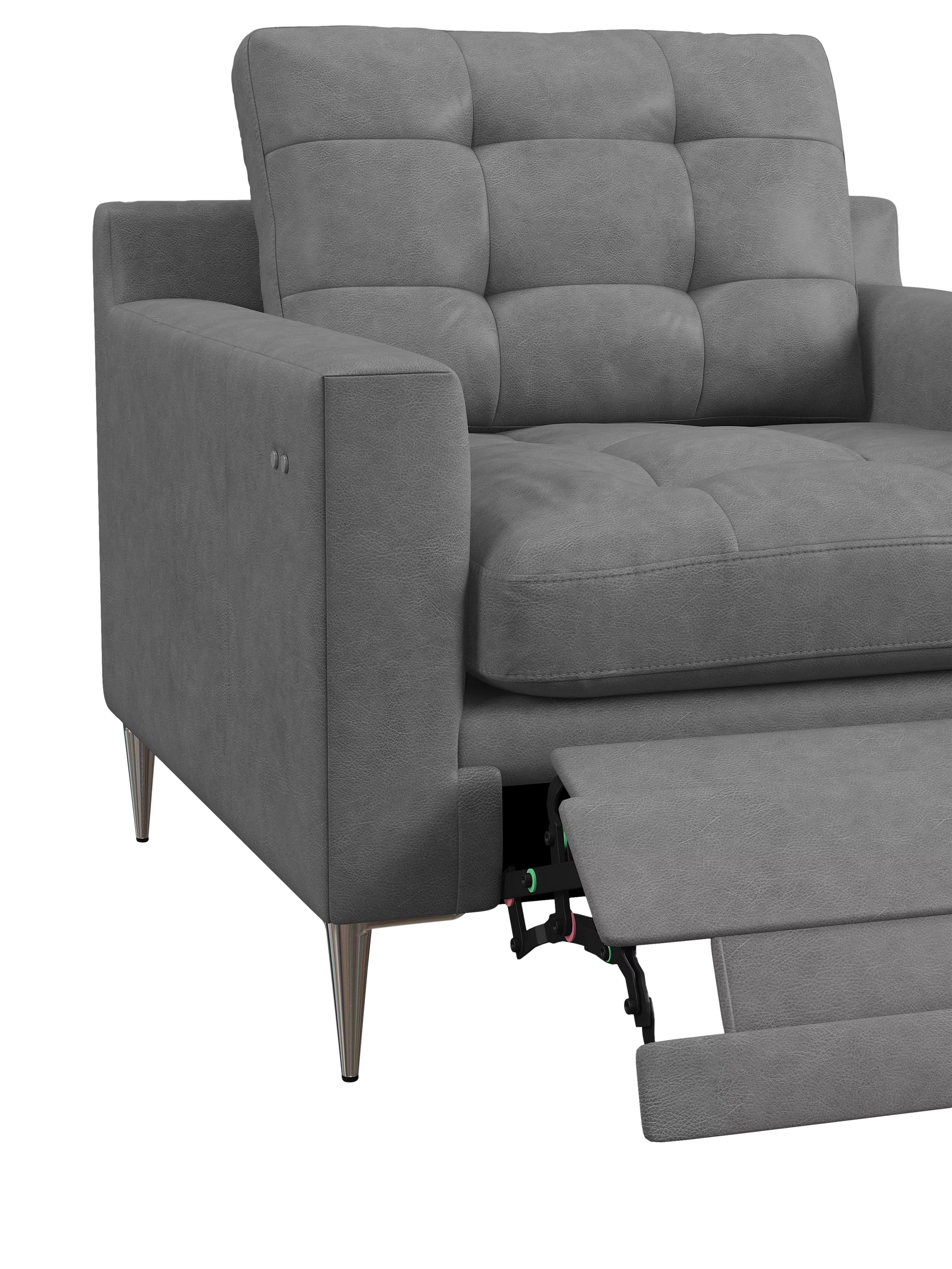 John Lewis Draper II Motion Leather Armchair, Metal Leg, Vintage Shadow