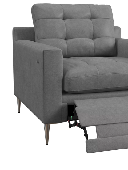 John Lewis Draper II Motion Leather Armchair, Metal Leg, Vintage Shadow