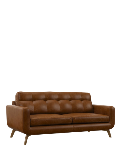 John Lewis Barbican Large 3 Seater Leather Sofa, Light Leg, Premium Caramel