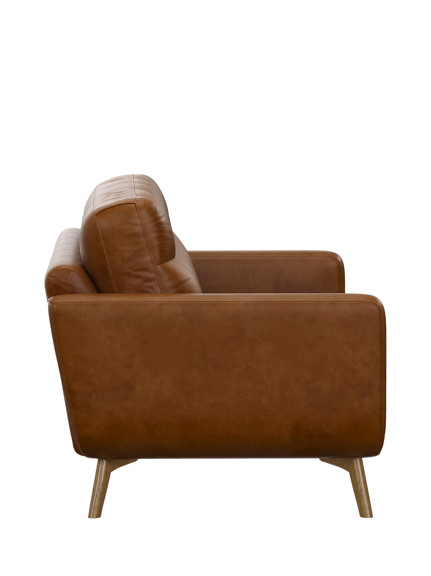 John Lewis Barbican Large 3 Seater Leather Sofa, Light Leg, Premium Caramel