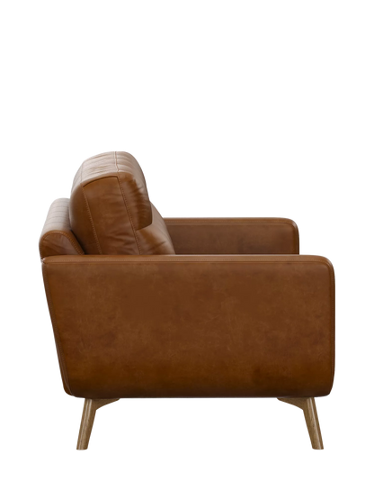 John Lewis Barbican Large 3 Seater Leather Sofa, Light Leg, Premium Caramel