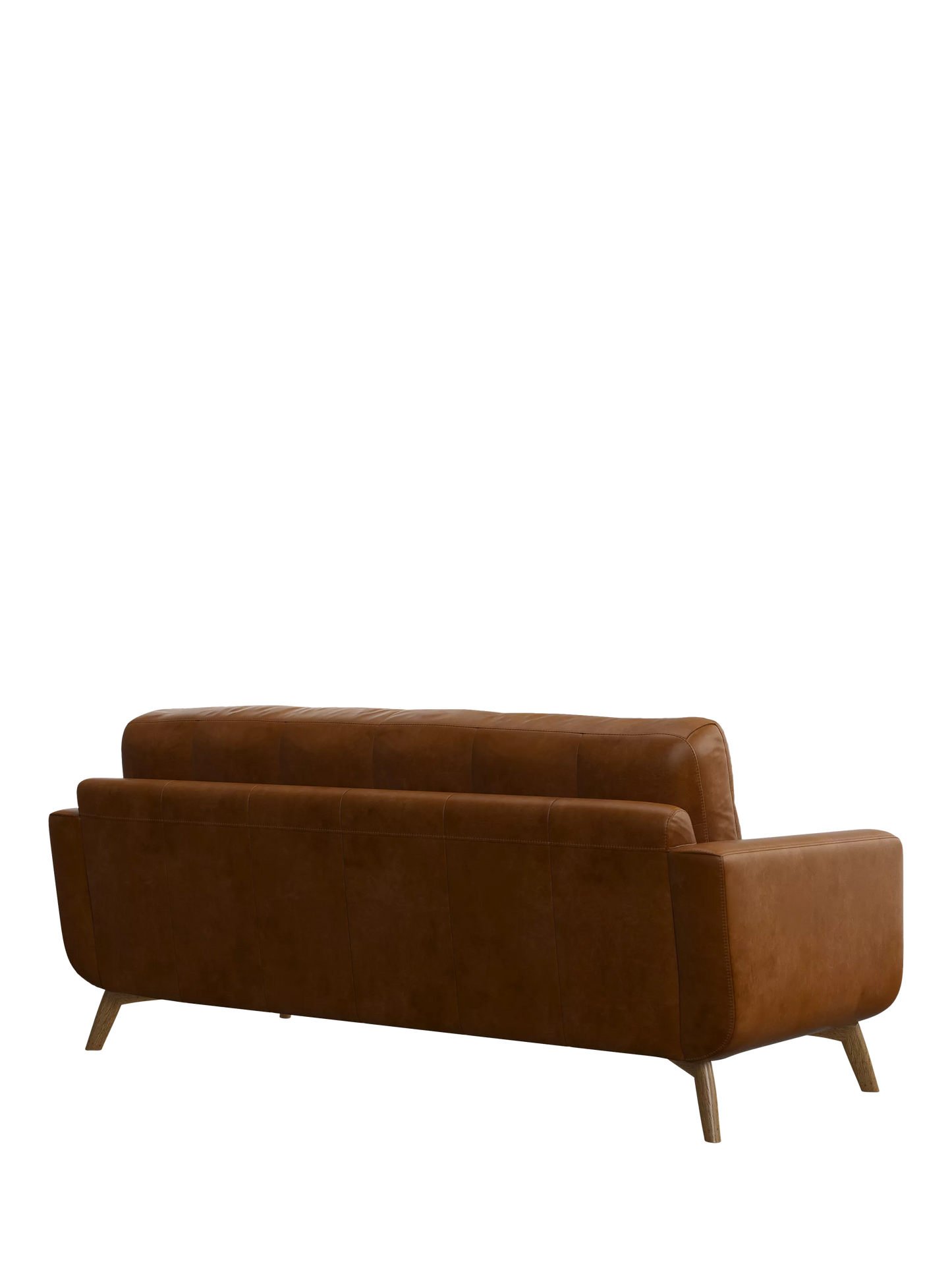 John Lewis Barbican Large 3 Seater Leather Sofa, Light Leg, Premium Caramel