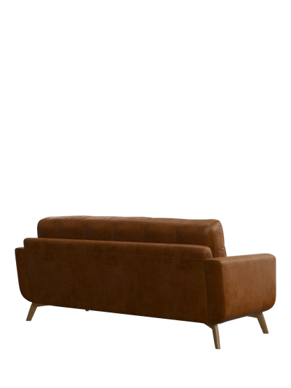 John Lewis Barbican Large 3 Seater Leather Sofa, Light Leg, Premium Caramel