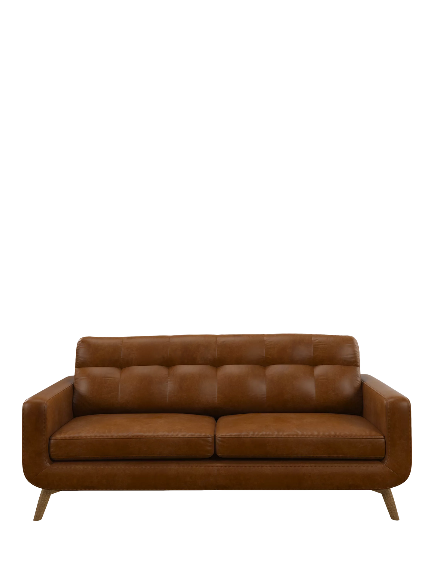 John Lewis Barbican Large 3 Seater Leather Sofa, Light Leg, Premium Caramel