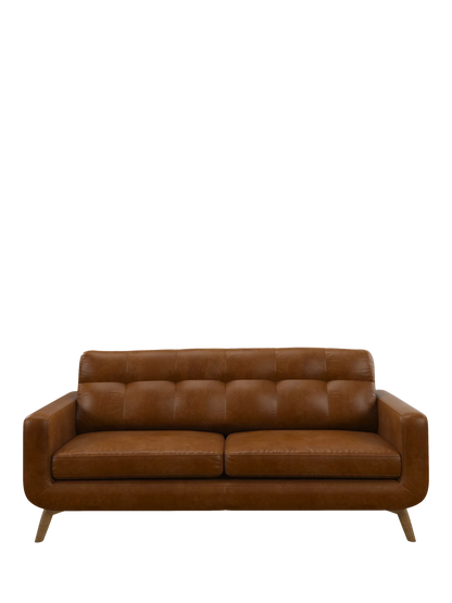 John Lewis Barbican Large 3 Seater Leather Sofa, Light Leg, Premium Caramel