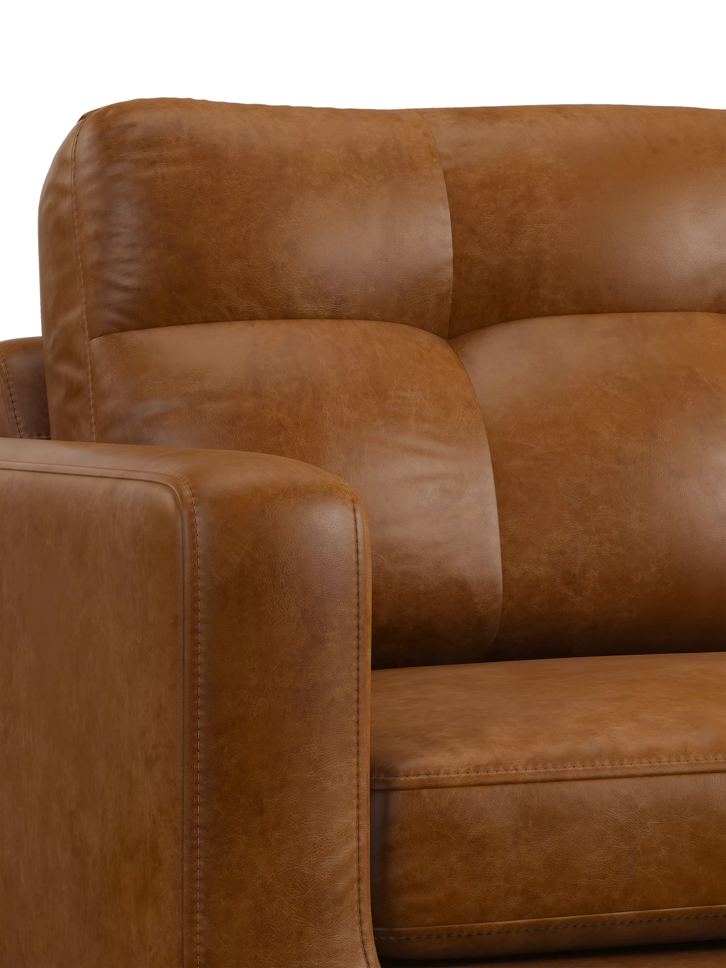 John Lewis Barbican Large 3 Seater Leather Sofa, Light Leg, Premium Caramel