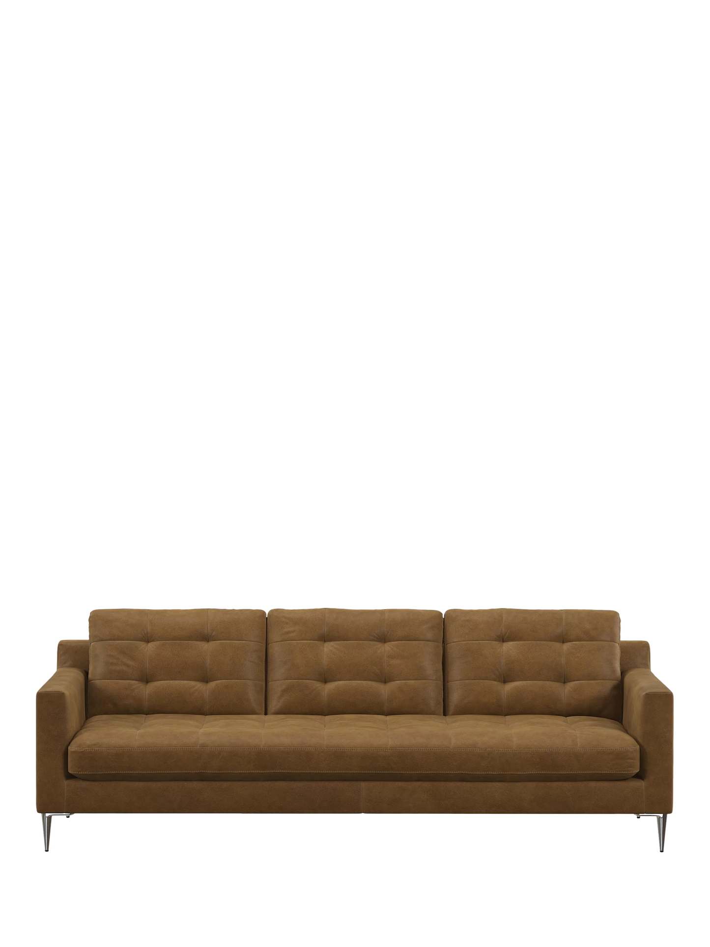 John Lewis Draper II Grand 4 Seater Leather Sofa, Metal Leg, Demetra Light Tan