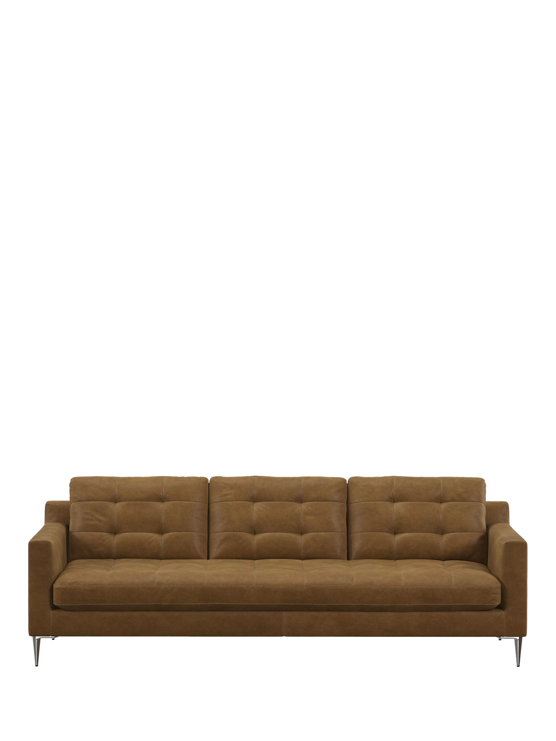 John Lewis Draper II Grand 4 Seater Leather Sofa, Metal Leg, Demetra Light Tan