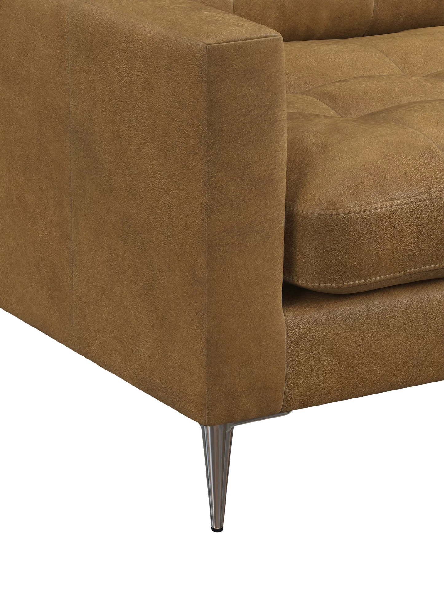 John Lewis Draper II Grand 4 Seater Leather Sofa, Metal Leg, Demetra Light Tan