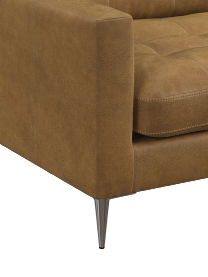 John Lewis Draper II Grand 4 Seater Leather Sofa, Metal Leg, Demetra Light Tan