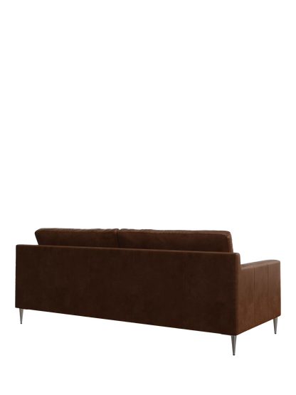 John Lewis Draper II Grand 3 Seater Leather Sofa, Metal Leg, Dark Brown