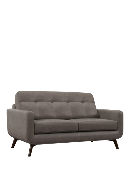 John Lewis Barbican Medium 2 Seater Leather Sofa, Dark Leg, Demetra Grey