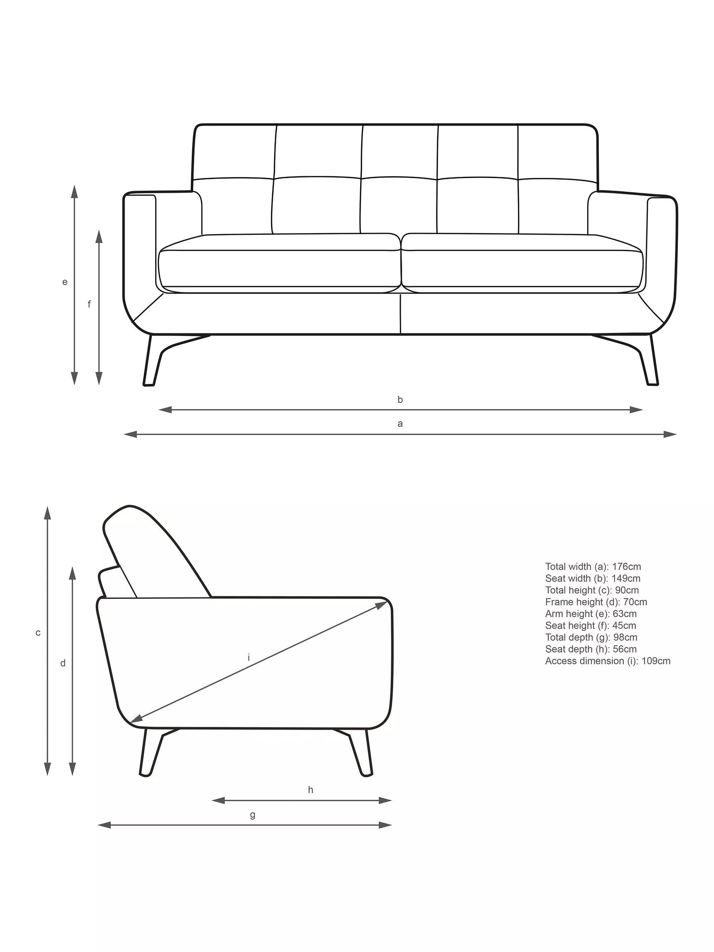 John Lewis Barbican Medium 2 Seater Leather Sofa, Dark Leg, Demetra Grey