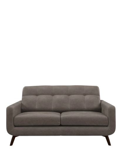 John Lewis Barbican Medium 2 Seater Leather Sofa, Dark Leg, Demetra Grey