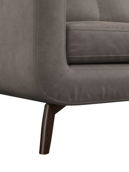 John Lewis Barbican Medium 2 Seater Leather Sofa, Dark Leg, Demetra Grey