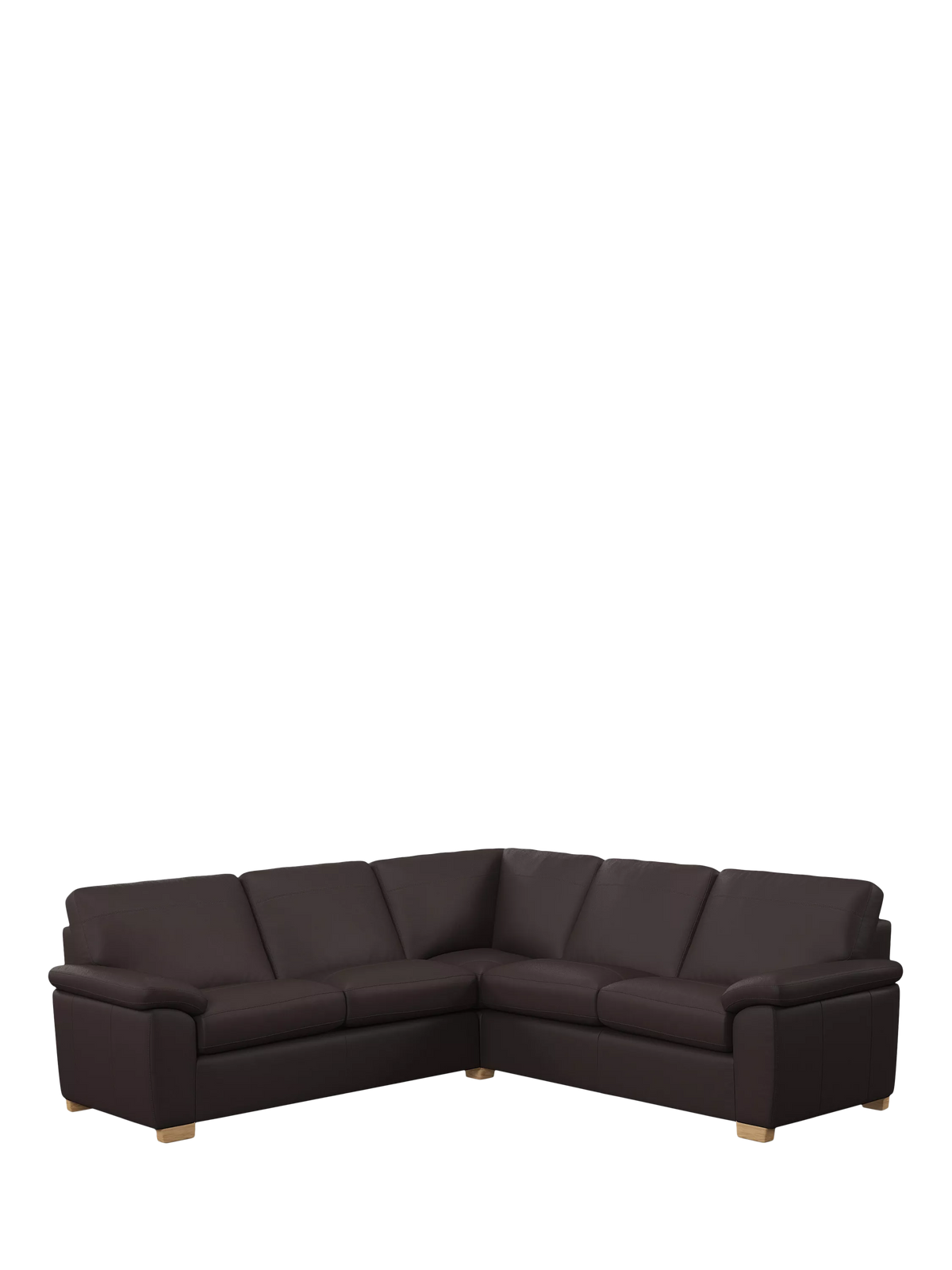 John Lewis Camden 5+ Seater Corner Leather Sofa, Light Leg Matt Chocoalate