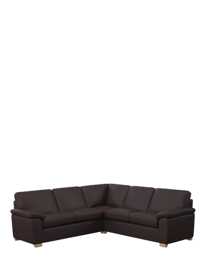 John Lewis Camden 5+ Seater Corner Leather Sofa, Light Leg Matt Chocoalate