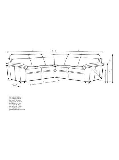 John Lewis Camden 5+ Seater Corner Leather Sofa, Light Leg Matt Chocoalate